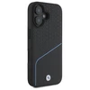 BMW BMHMP16S23RDCLK Apple iPhone 16 6.1" dėklas telefonui juodos spalvos Sign Leather Textured And Line MagSafe