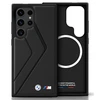 Dėklas BMW Leather Oversized Stripes MagSafe Samsung Galaxy S25 Ultra juodos spalvos