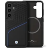 Dėklas BMW Leather Textured and Smooth MagSafe Samsung Galaxy S25 juodos spalvos