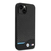 BMW BMHCP14S22NBCK Apple iPhone 14 / 15 / 13 6.1" dėklas telefonui juodos spalvos Leather Carbon