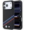 BMW M Quadrille dėklas su Kevlar raštu, tricolor linijomis ir metaliniu logotipu, MagSafe, skirtas iPhone 18 Pro / 17 Pro