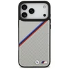 Dėklas BMW M Tricolor Metal Logo MagSafe skirtas Apple iPhone 17 Pro Max pilkos spalvos
