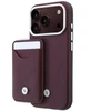 Rinkinys Dėklas + portfel BMW Quilted Pattern Metal Logo do iPhone 18 Pro / 17 Pro bordo spalvos