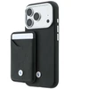 BMW „Quilted Pattern Metal Logo“ dėklas ir piniginė, skirti iPhone 18 Pro / 17 Pro, juodas