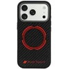 Dėklas Audi Sport RSQ Carbon Fiber Sport Raudona Circle MagSafe do iPhone 18 Pro / 17 Pro juoda