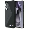 Dėklas BMW Leather Oversized Stripes MagSafe skirtas Samsung Galaxy S25 Edge juodos spalvos