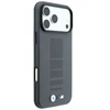Dėklas BMW M Mėlyna Perfo Metal Logo MagSafe do iPhone 18 Pro / 17 Pro pilka