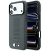 Dėklas BMW M Mėlyna Perfo Metal Logo MagSafe do iPhone 18 Pro / 17 Pro pilka