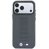 Dėklas BMW M Mėlyna Perfo Metal Logo MagSafe do iPhone 18 Pro / 17 Pro pilka