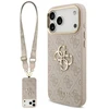 Dėklas Guess 4G Big 4G Classic Logo Big su dirželiu ir metalinėmis sagomis, skirtas iPhone 18 Pro / 17 Pro, rožinis