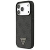 GUESS dėklas, skirtas IPHONE 17 Pro, suderinamas su MagSafe GUHMP17LP4TSDPPSK (4G PU su dirželiu, trikampio logotipu), juodas