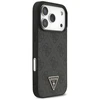 GUESS dėklas, skirtas IPHONE 17 Pro, suderinamas su MagSafe GUHMP17LP4TSDPPSK (4G PU su dirželiu, trikampio logotipu), juodas