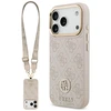 Original dėklas GUESS 4G Strass Logo & Big Strap Metal Mygtukai MagSafe skirtas Apple iPhone 17 Pro pink