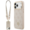 Original dėklas GUESS 4G Strass Logo & Big Strap Metal Mygtukai MagSafe skirtas Apple iPhone 17 Pro Max pink