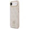 GUESS dėklas, skirtas IPHONE 17 Air, suderinamas su MagSafe GUHMP17MP4GRMDEP (PU su 4G Strass logotipu), rožinis