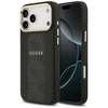 GUESS dėklas, skirtas IPHONE 17 Pro Max, suderinamas su MagSafe GUHMP17XPG4SEMCK (PU su 4G juostele), juodas
