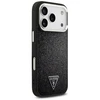 Dėklas Guess Glitter Triangle Logo MagSafe skirtas Apple iPhone 17 Pro juodos spalvos