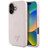 Originalus Dėklas GUESS Grained Hot Stamp Peony Triangle Logo MagSafe skirtas Apple iPhone 16 rožinės spalvos