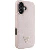 Originalus Dėklas GUESS Grained Hot Stamp Peony Triangle Logo MagSafe skirtas Apple iPhone 16 rožinės spalvos