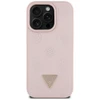 Originalus Dėklas GUESS Grained Hot Stamp Peony Triangle Logo MagSafe skirtas Apple iPhone 16 Pro rožinės spalvos