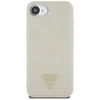 „Guess“ „Grained Hot Stamp Peony Triangle Logo MagSafe“ dėklas, skirtas „iPhone 16e“ – smėlio spalvos