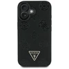 Originalus Dėklas GUESS Grained Hot Stamp Peony Triangle Logo MagSafe skirtas Apple iPhone 16 juodos spalvos
