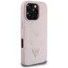 Originalus Dėklas GUESS Grained Hot Stamp Peony Triangle Logo MagSafe skirtas Apple iPhone 16 Pro rožinės spalvos