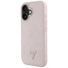 Originalus Dėklas GUESS Grained Hot Stamp Peony Triangle Logo MagSafe skirtas Apple iPhone 16 rožinės spalvos