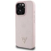 Originalus Dėklas GUESS Grained Hot Stamp Peony Triangle Logo MagSafe skirtas Apple iPhone 16 Pro rožinės spalvos