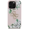 Originalus Dėklas GUESS Grained Roses Big 4G logo skirtas Apple iPhone 16 Pro Max rožinės spalvos
