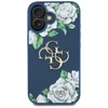 Originalus Dėklas GUESS Grained Roses Big 4G logo skirtas Apple iPhone 16 mėlynos spalvos