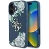 Originalus Dėklas GUESS Grained Roses Big 4G logo skirtas Apple iPhone 16 mėlynos spalvos
