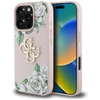 Originalus Dėklas GUESS Grained Roses Big 4G logo skirtas Apple iPhone 16 Pro Max rožinės spalvos