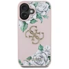 Originalus Dėklas GUESS Grained Roses Big 4G logo skirtas Apple iPhone 16 rožinės spalvos