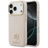 GUESS dėklas, skirtas IPHONE 17 Pro, suderinamas su „MagSafe“ GUHMP17LPGCRMDEP (PU su grūdėtu juodu logotipu), rožinis