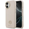 GUESS dėklas, skirtas IPHONE 17, suderinamas su „MagSafe“ GUHMP17SPGCRMDEP (PU su grūdėtu juodu logotipu), rožinis