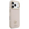 GUESS dėklas, skirtas IPHONE 17 Pro, suderinamas su „MagSafe“ GUHMP17LPGCRMDEP (PU su grūdėtu juodu logotipu), rožinis