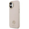 GUESS dėklas, skirtas IPHONE 17, suderinamas su „MagSafe“ GUHMP17SPGCRMDEP (PU su grūdėtu juodu logotipu), rožinis
