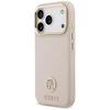 GUESS dėklas, skirtas IPHONE 17 Pro, suderinamas su „MagSafe“ GUHMP17LPGCRMDEP (PU su grūdėtu juodu logotipu), rožinis