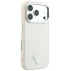 Dėklas Guess Grained Triangle Logo MagSafe do iPhone 18 Pro Max / 17 Pro Max smėlio spalva