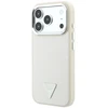 Dėklas Guess Grained Triangle Logo MagSafe do iPhone 18 Pro Max / 17 Pro Max smėlio spalva