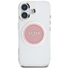 Originalus Dėklas GUESS IML Metal Colored Circle Classic Logo MagSafe skirtas Apple iPhone 16 rožinės spalvos