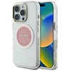 Originalus Dėklas GUESS IML Metal Colored Circle Classic Logo MagSafe skirtas Apple iPhone 16 Pro rožinės spalvos
