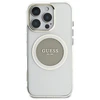 Originalus Dėklas GUESS IML Metal Colored Circle Classic Logo MagSafe skirtas Apple iPhone 16 Pro Max pilkos spalvos