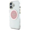 Originalus Dėklas GUESS IML Metal Colored Circle Classic Logo MagSafe skirtas Apple iPhone 16 rožinės spalvos