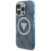 Guess IML Metal Glitter 4G Circle Triangle MagSafe dėklas, skirtas iPhone 16 Pro Max - Mėlyna
