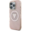 Guess IML Metal Glitter 4G Circle Triangle MagSafe dėklas, skirtas iPhone 16 Pro - Rožinė