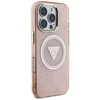 Guess IML Metal Glitter 4G Circle Triangle MagSafe dėklas, skirtas iPhone 16 Pro - Rožinė