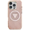 Guess IML Metal Glitter 4G Circle Triangle MagSafe dėklas, skirtas iPhone 16 Pro Max - Rožinė