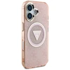 Guess IML Metal Glitter 4G Circle Triangle MagSafe dėklas iPhone 16 - rožinis